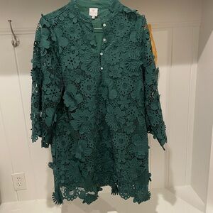 J Marie Green 3D Lace Midi Dress